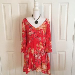 Free People Red Floral Dress